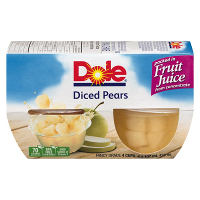 DOLE FRT CUPS DICED PEARS LT [4 PK] - 2 for $6.00