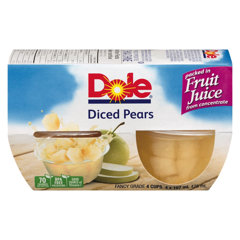 DOLE FRT CUPS DICED PEARS LT [4 PK] - 2 for $6.00