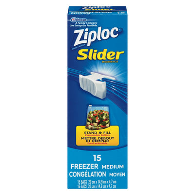 ZIPLOC S/LOC MED FREEZER BAG [15 PK]