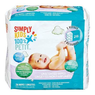S/KIDS BABY WIPES UNSCN REF [216 PK]