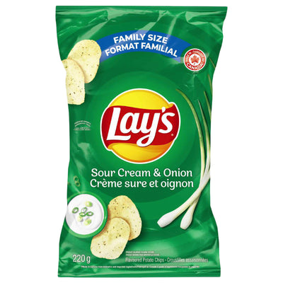 LAYS SOUR CREAM & ONION CHIPS [220 GR] - 2 for $8.50