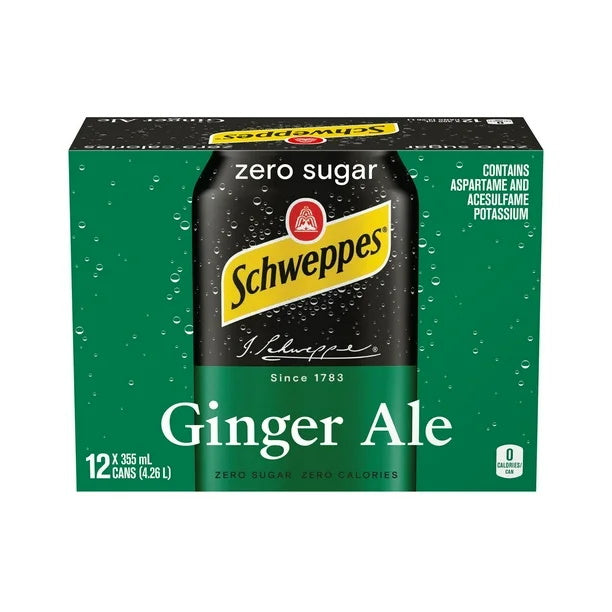 SCHWEPPES GINGER ALE ZERO [12 PK] - 2 for $16.00
