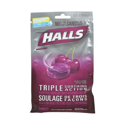 Halls Triple Soothing Action Black Cherry, 1 ct