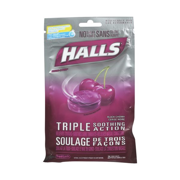 Halls Triple Soothing Action Black Cherry, 1 ct