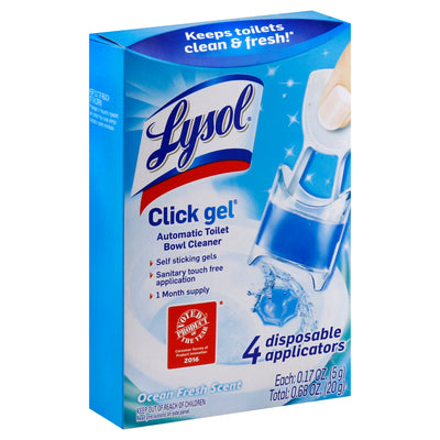 Lysol Click Gel Automatic Toilet Bowl Cleaner Ocean Fresh Scent, 5 g, 4 ct