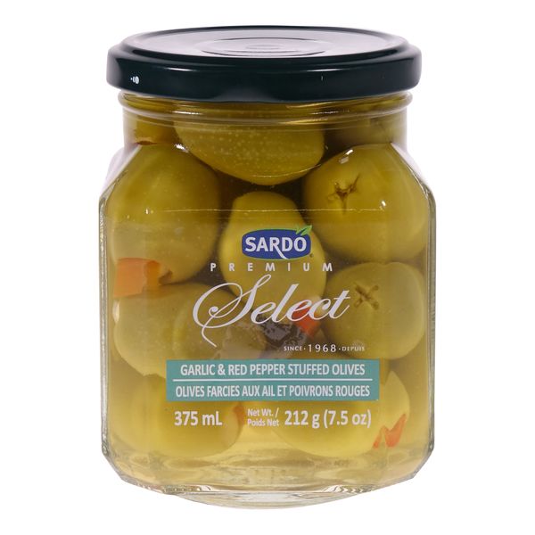 SARDO GARLIC RED PEPP OLIVES [375 ml]